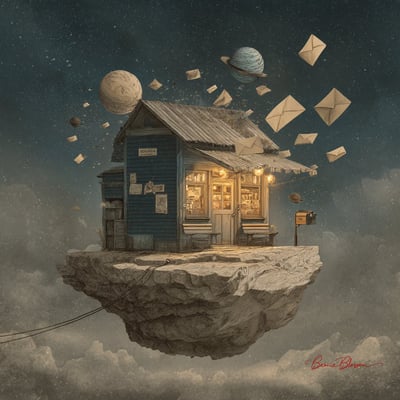 Floating Space Post Office Shack (Humorous Magical Realism) thumbnail