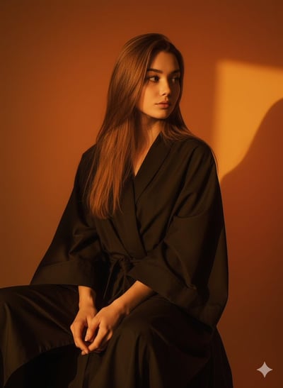 Hyper-Realistic 4K Vertical Portrait with Warm Orange-Yellow Gradient thumbnail