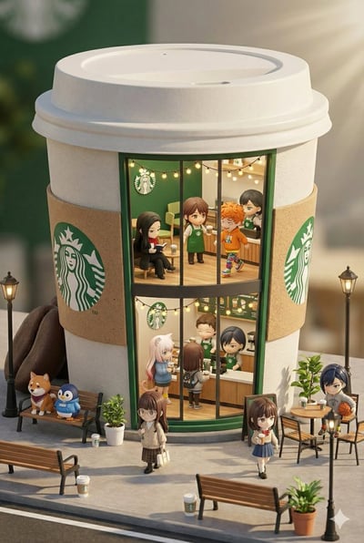 Chibi 3D Starbucks Mini Concept Store Diorama (Cinema 4D) thumbnail