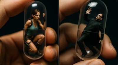 Macro Close-Up: Hand Holding a Transparent Capsule with a Miniature Character Inside thumbnail