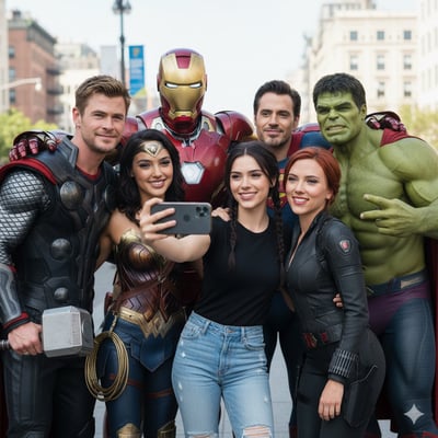 Ultra-Realistic Superhero Group Selfie With Your Face thumbnail