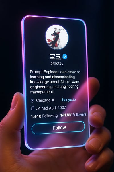 Cyberpunk Neon Social Media Profile UI on Transparent Acrylic Card (9:16) thumbnail