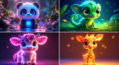 3D Kawaii Neon Bioluminescent Cute Animal thumbnail