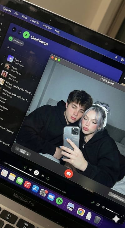 Photoreal MacBook Photo Booth Couple Selfie (Dark Mode Screen Simulation) thumbnail