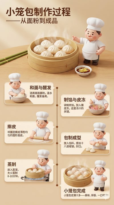 High-Detail 3D Infographic Poster: Xiaolongbao Making Process (with Koki Cubby) thumbnail