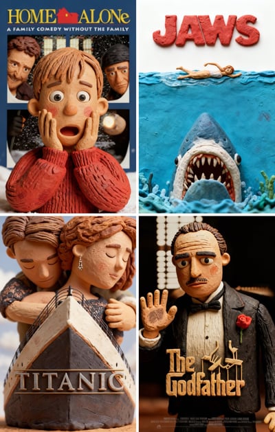 Claymation Movie Poster Restyle (3D Stop-Motion Clay Look) thumbnail