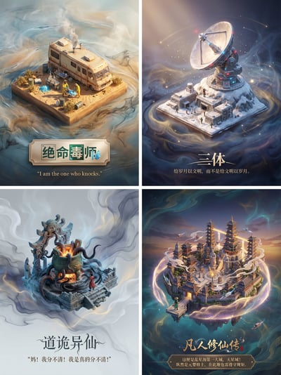 3D Axonometric Diorama Scene Poster for Any Film/TV Series or Novel thumbnail