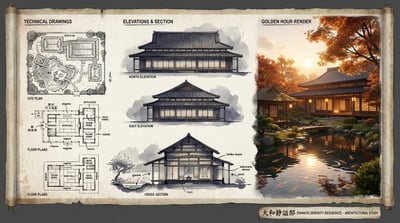 Architectural Illustrator Residential Presentation Board with Plans, Sections & 3D Render thumbnail