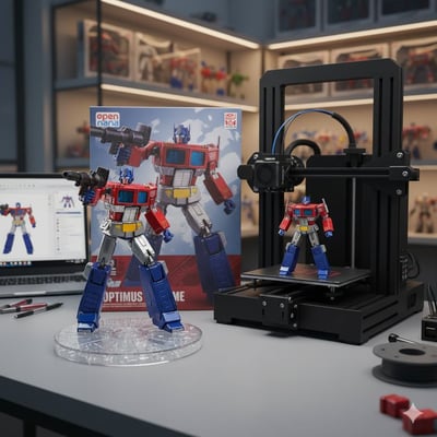 Collectible Figurine Display with Printed Packaging Box and High-End 3D Printer (Optimus Prime) thumbnail