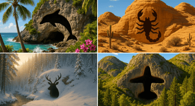 Landscape Cave Entrance Shaped Like a Simple Outline thumbnail