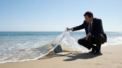 Surreal Beach Illusion: Lifting a Wave Like a Carpet thumbnail