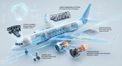 Futuristic 3D Aircraft Cutaway Infographic Blueprint thumbnail