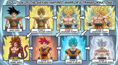 Super Saiyan-Style Transformation Evolution Chart (Original Saiyan-Inspired Warrior) thumbnail