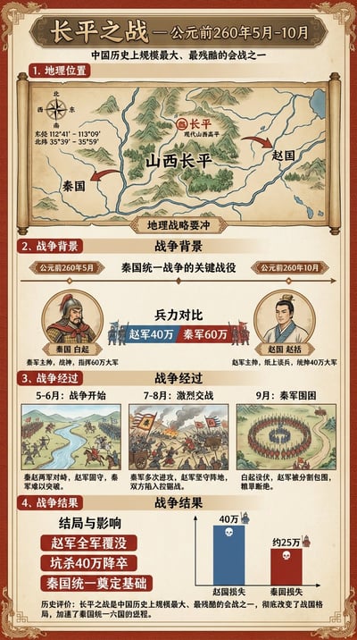 Battle of Changping (260 BCE) Infographic Timeline Map thumbnail