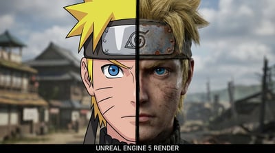 Split Anime vs Realism Portrait (Cinematic 16:9, Centered Headshot) thumbnail