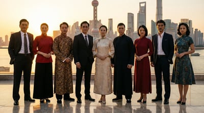 Ultra-Realistic Rooftop Group Portrait of 9 Iconic Chinese Screen Characters (8K, Golden Sunset Rim Light) thumbnail