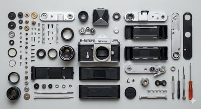 Vintage Film Camera Disassembly Flat Lay (Knolling) thumbnail