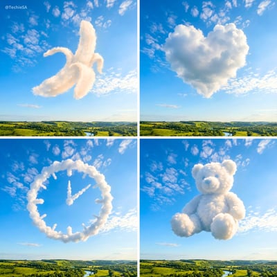 Ultra-Realistic Object-Shaped Clouds Over a Nature Landscape thumbnail