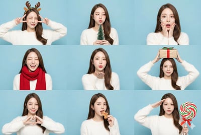 Christmas 9-Panel Photobooth Collage in Pastel Blue Studio thumbnail