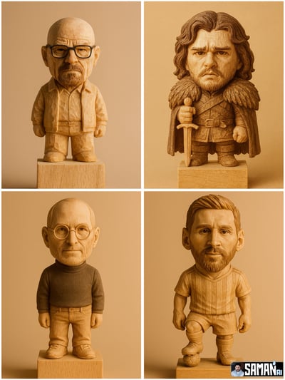 Hyper-Realistic Chibi Carved Wooden Figurine (85mm Studio Portrait) thumbnail
