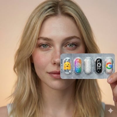 Cinematic Studio Close-Up of Woman Holding a Blister Pack with Embossed Brand Icon Pills thumbnail