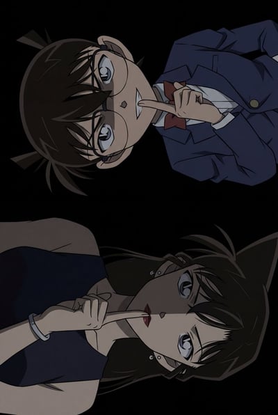 Kudo Shinichi & Mouri Ran Minimalist Dual Portrait in Dramatic Chiaroscuro thumbnail