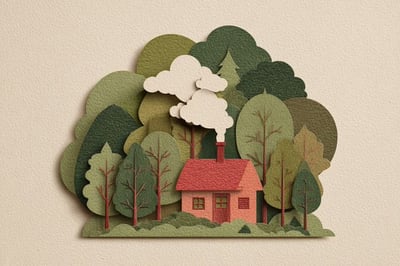 Layered Paper-Cut Illustration (Soft Two-Tone Layers on Cream Background) thumbnail
