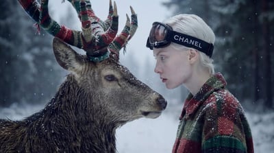 Hyper-Realistic 8K Winter Fantasy Portrait of an Ethereal Woman and Majestic Deer thumbnail