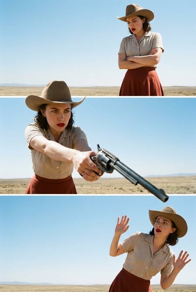 Photorealistic Vertical Triptych Collage of a Woman in Three Moments thumbnail