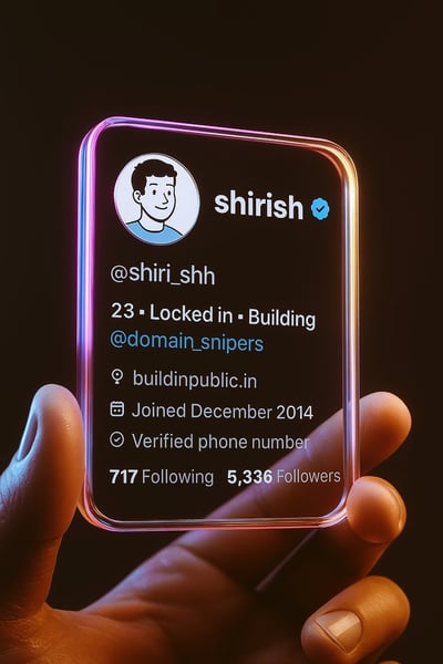 Futuristic Glass Twitter Profile Card — Hyper-Realistic 3D Render thumbnail