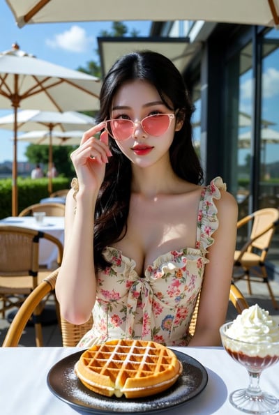 Glamour Brunch Portrait at an Upscale Sunny Cafe Terrace (9:16, 8K) thumbnail