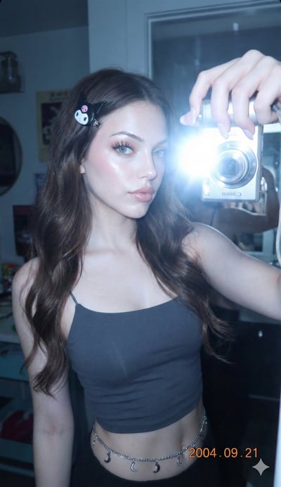 Y2K Cyber Ulzzang Mirror Selfie Portrait with Front Flash thumbnail