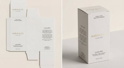 Dieline-to-3D Packaging Box Mockup in Minimal Studio (Photorealistic PBR) thumbnail