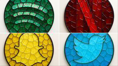 Spotify Circular Brand Logo as a Mosaic Stained Glass Emblem thumbnail