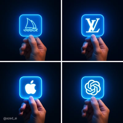 Glowing Neon Icon in Hand (Futuristic Minimal Logo Photo) thumbnail